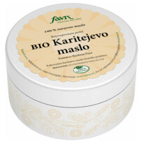 Favn Karitejevo maslo – BIO (Butyrospermum parkii) visoke kakovosti je primerno za nego nežne in občutljive kože. Primerno je tudi za otroško kožo. Lahko se uporablja za pripravo naravnih domačih mil in za izdelavo domače kozmetike.