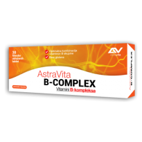 Prehransko dopolnilo AstraVita B-COMPLEX  vsebuje vitamine skupine B, ki imajo vlogo pri delovanju imunskega sistema in prispevajo k zmanjšanju utrujenosti in izčrpanosti. Prehransko dopolnilo ne vsebuje glutena.