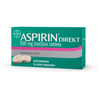 Zdravilo Aspirin direkt se uporablja: • za lajšanje bolečin pri glavobolu, zobobolu, vnetem grlu, bolečinah v hrbtu, mišicah in sklepih, bolečinah med menstruacijo, blagih bolečinah zaradi vnetja sklepov ter • za lajšanje bolečin in zniževanje zvišane telesne temperature pri prehladu ali gripi.
