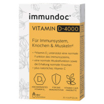 Immundoc Vitamin D3 je prehransko dopolnilo z vitaminom D3 4000 IE in vitaminom C iz ekstrakta sadja šipka.