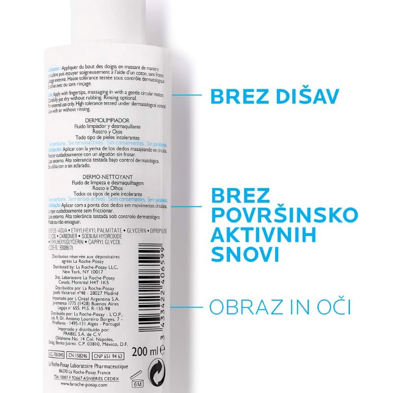 LRP Toleriane losjon za čiščenje in odstranjevanje ličil, 200 ml