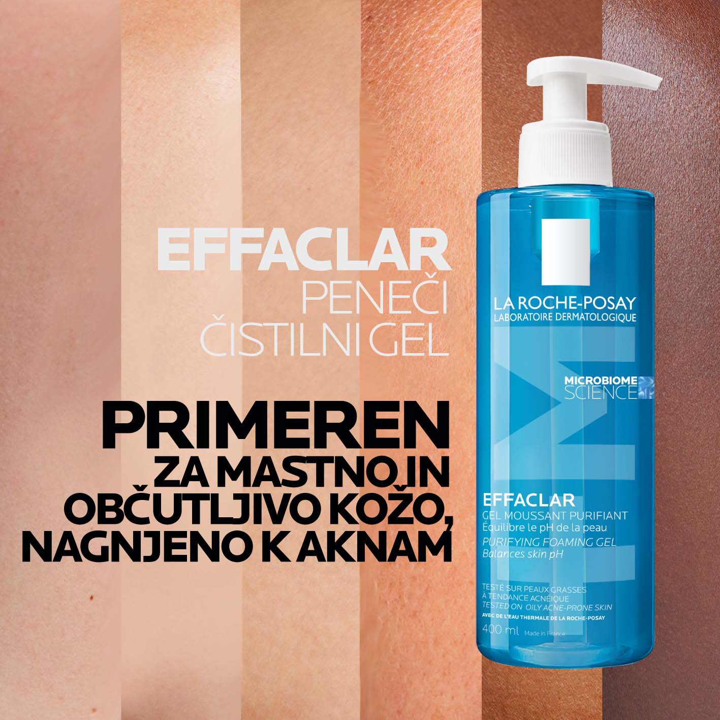 Effaclar (+) M peneči čistilni gel za mastno in aknasto kožo – La Roche-Posay, 400 ml