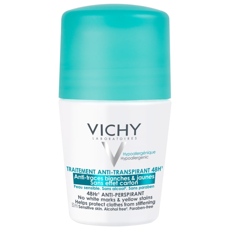 Vichy Dezodorant roll-on proti belim sledem in rumenim madežem (48 h), 50 ml