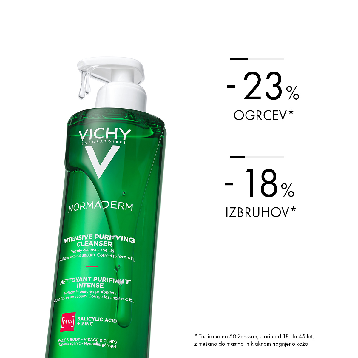 Vichy Normaderm Phytosolution Čistilni gel za mastno in k aknam nagnjeno kožo, 400 ml