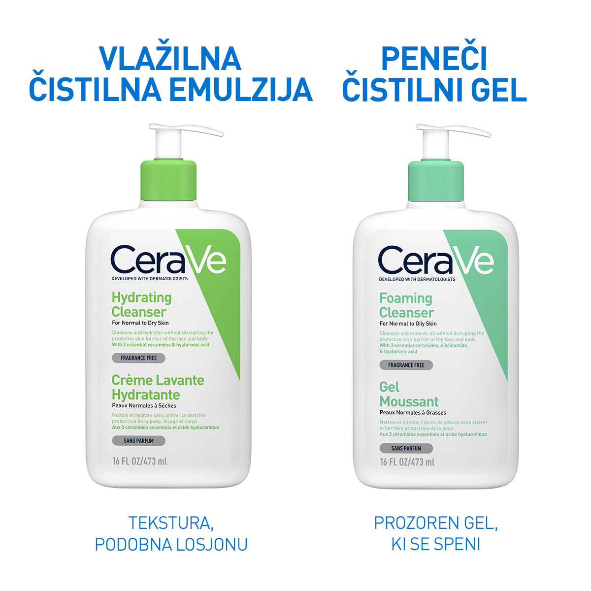 CeraVe Vlažilna čistilna emulzija za normalno do suho kožo, 473 ml