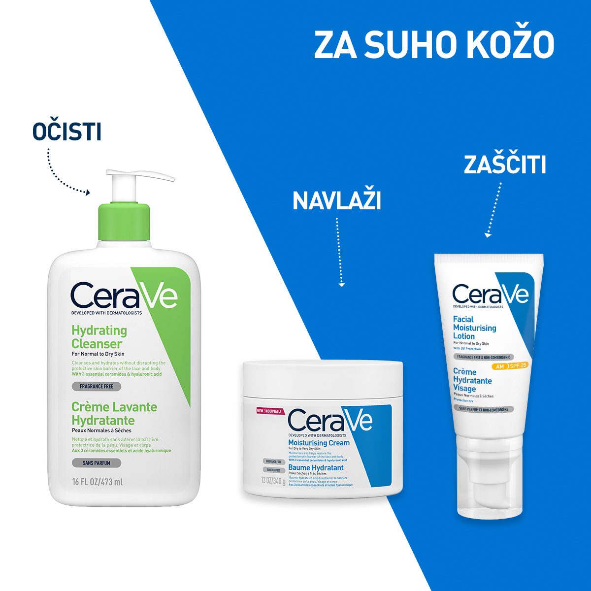 CeraVe Vlažilna čistilna emulzija za normalno do suho kožo, 473 ml