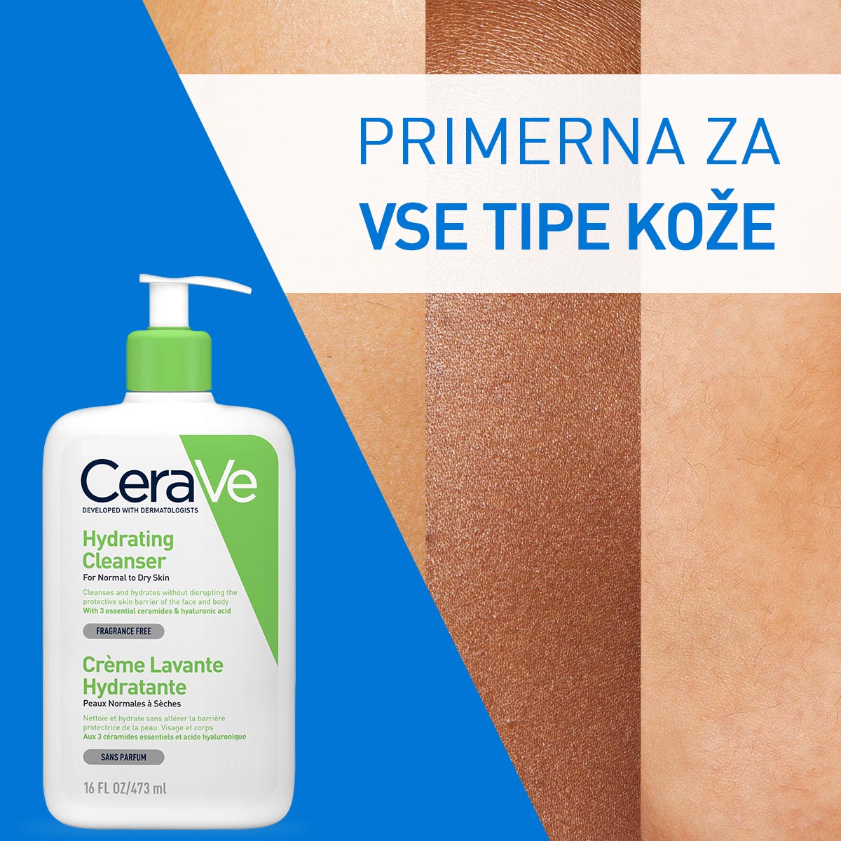 CeraVe Vlažilna čistilna emulzija za normalno do suho kožo, 473 ml