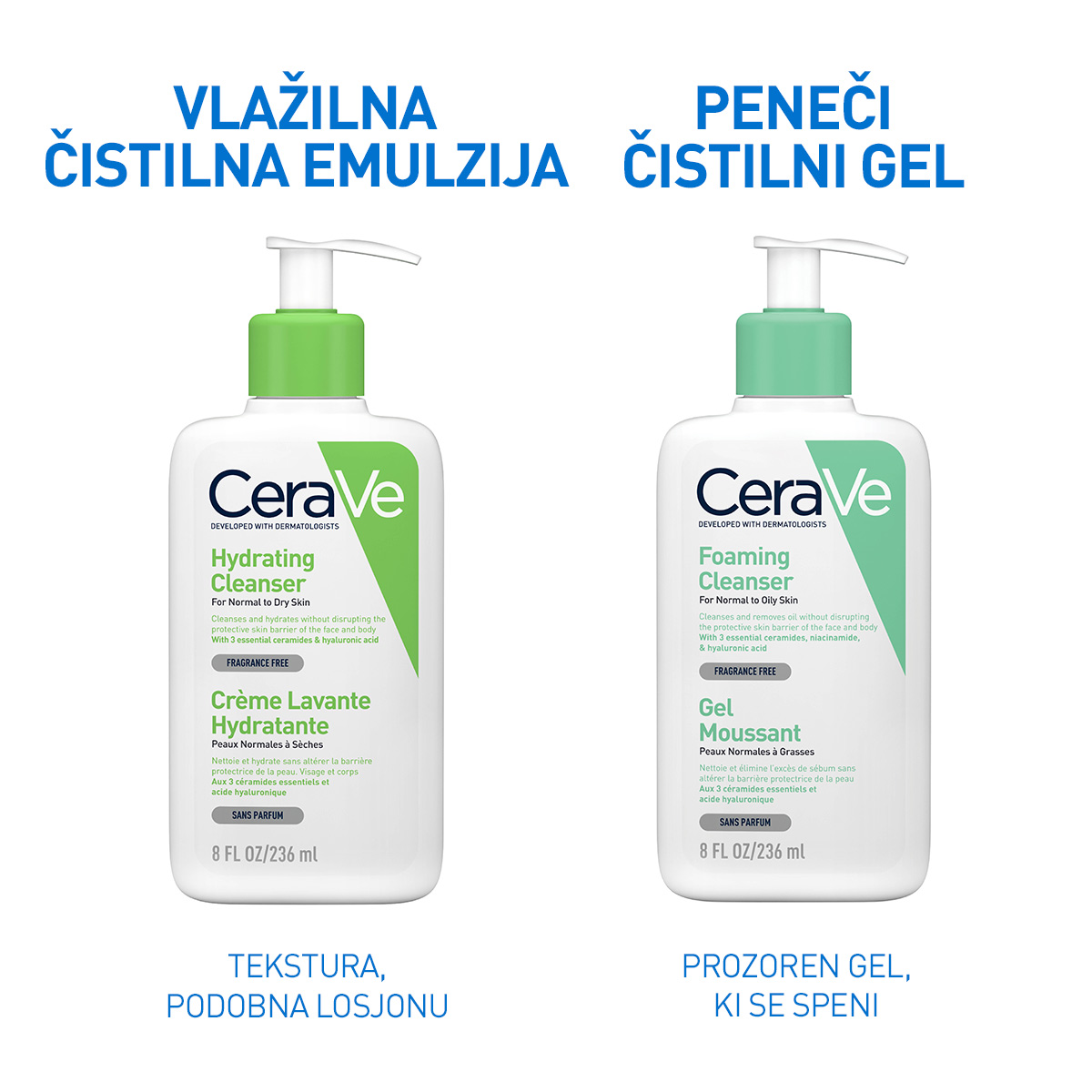 CeraVe Vlažilna čistilna emulzija za normalno do suho kožo, 236 ml