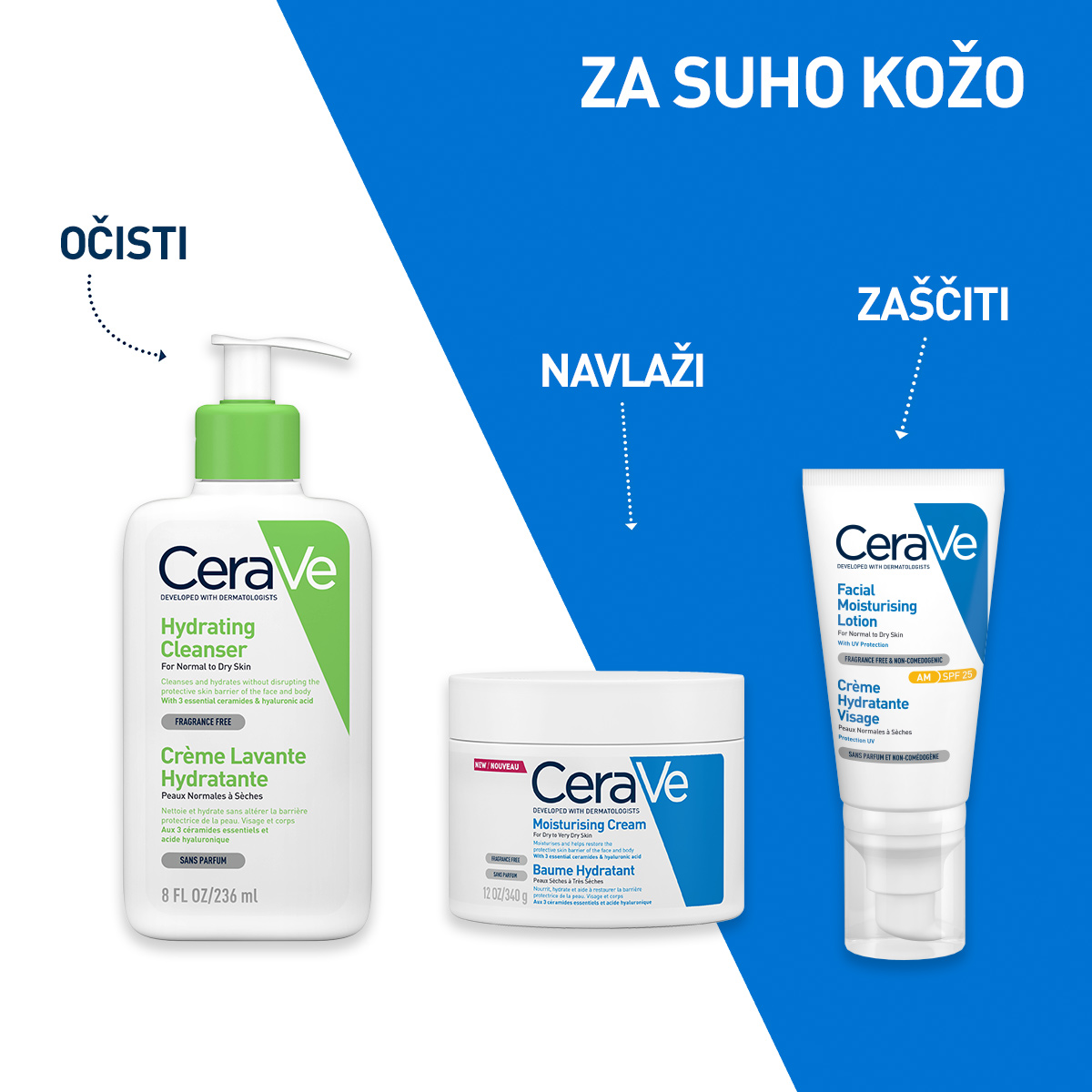 CeraVe Vlažilna čistilna emulzija za normalno do suho kožo, 236 ml