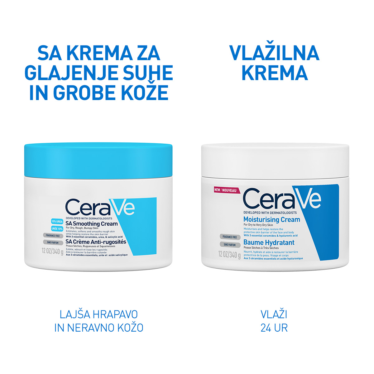 CeraVe SA krema za glajenje suhe in grobe kože, 340 g