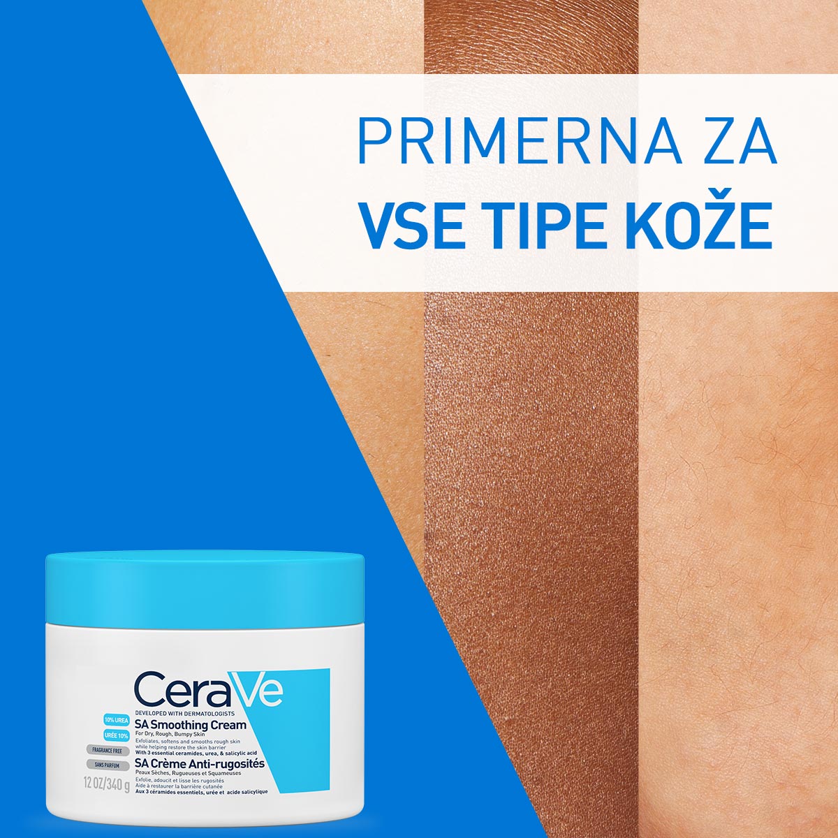 CeraVe SA krema za glajenje suhe in grobe kože, 340 g