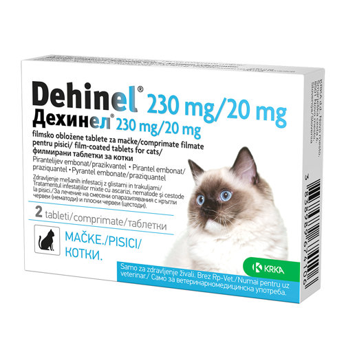 Dehinel 230 mg/20 mg filmsko obložene tablete za mačke, 2 tableti