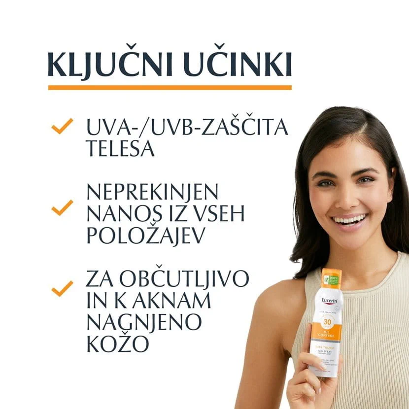 Eucerin Sun Oil Control Dry Touch prozoren sprej za zaščito pred soncem ZF 30, 200 ml
