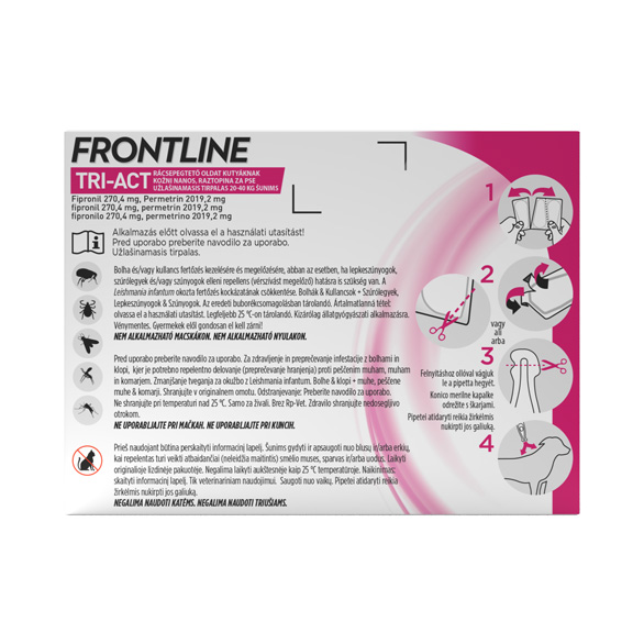 Frontline Tri-Act kožni nanos za pse (20-40 kg) merilna kapalka, 3 x 4 ml