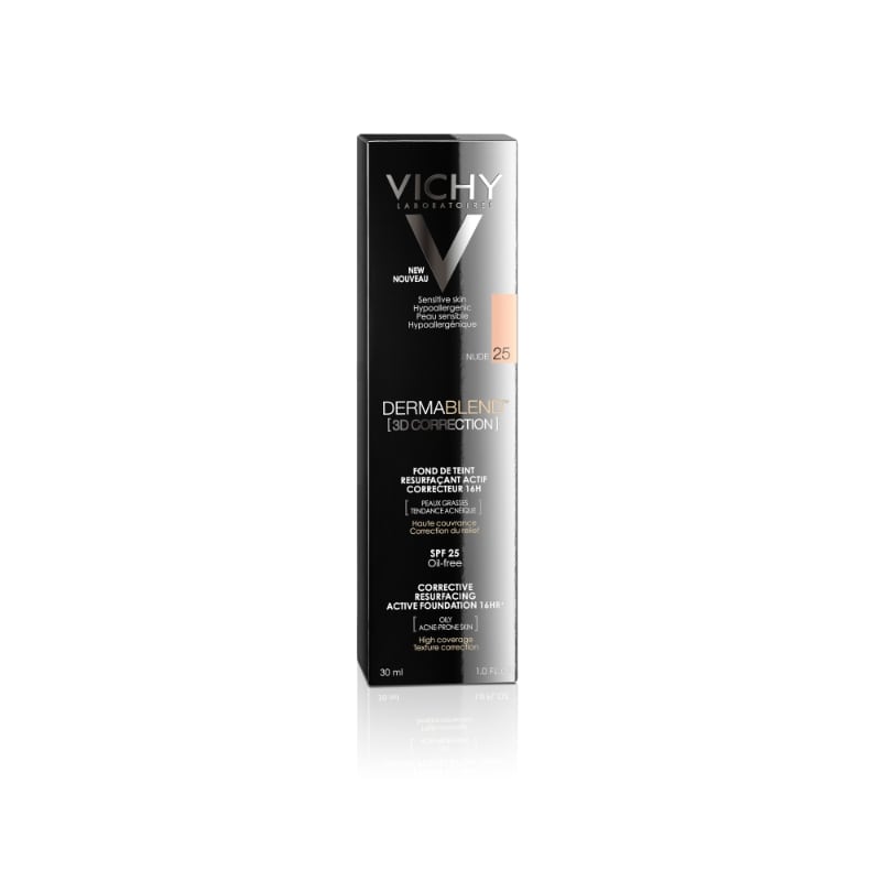 Vichy DermaBlend 3D prekrivni puder za mastno kožo (odtenek 25-Nude), 30 ml