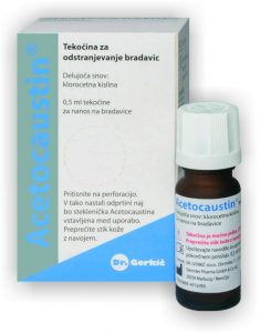 Acetocaustin tekočina za odstranjevanje bradavic, 0,5 ml 