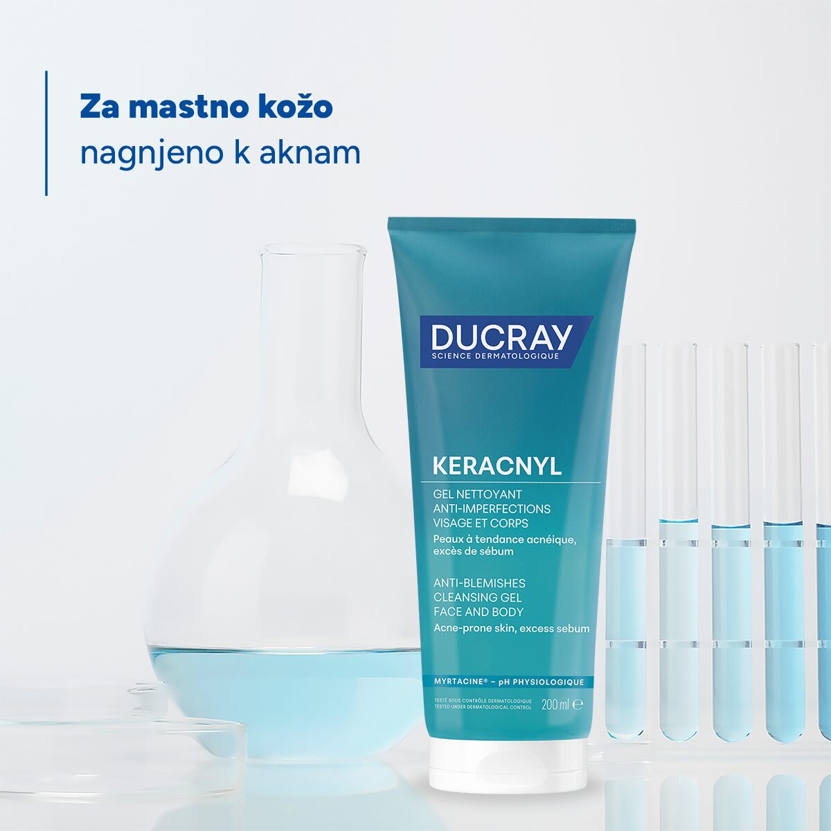 Ducray Keracnyl gel za čiščenje, 200 ml