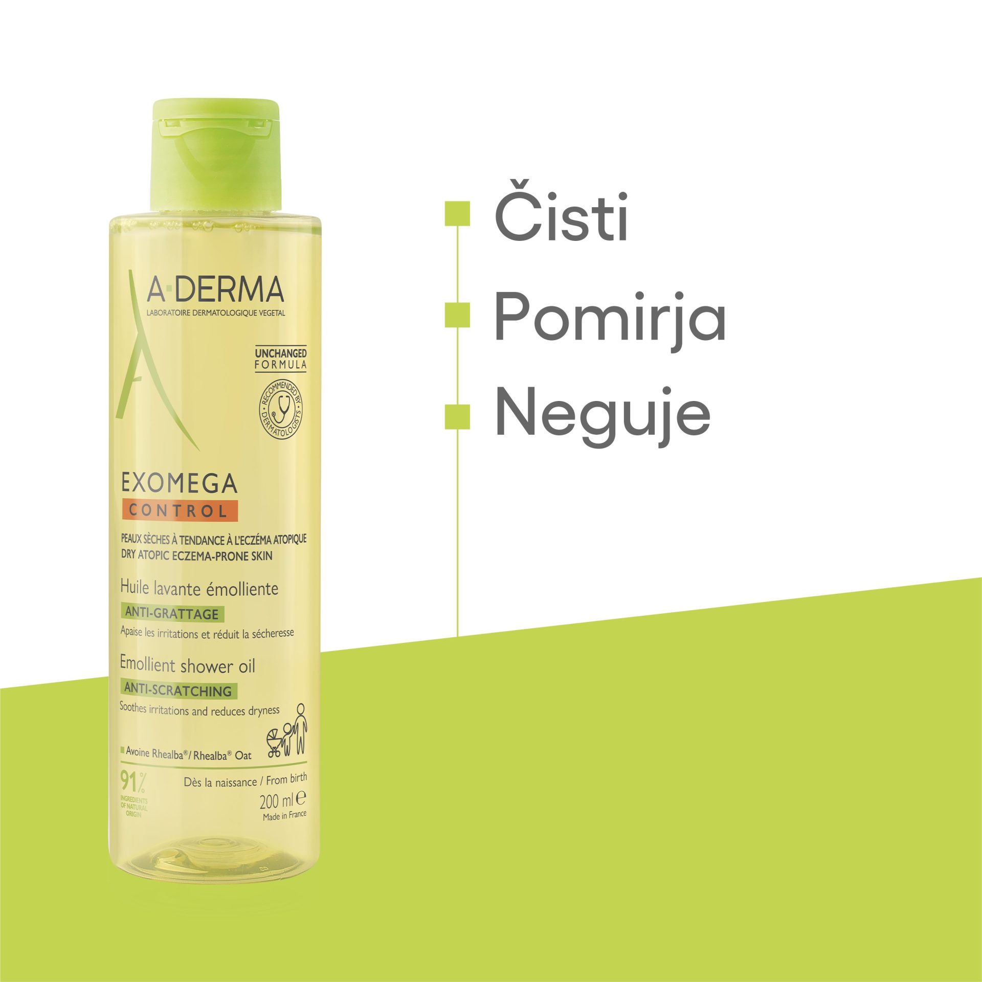 A-Derma Exomega Control emolientno čistilno olje za prhanje, 200 ml