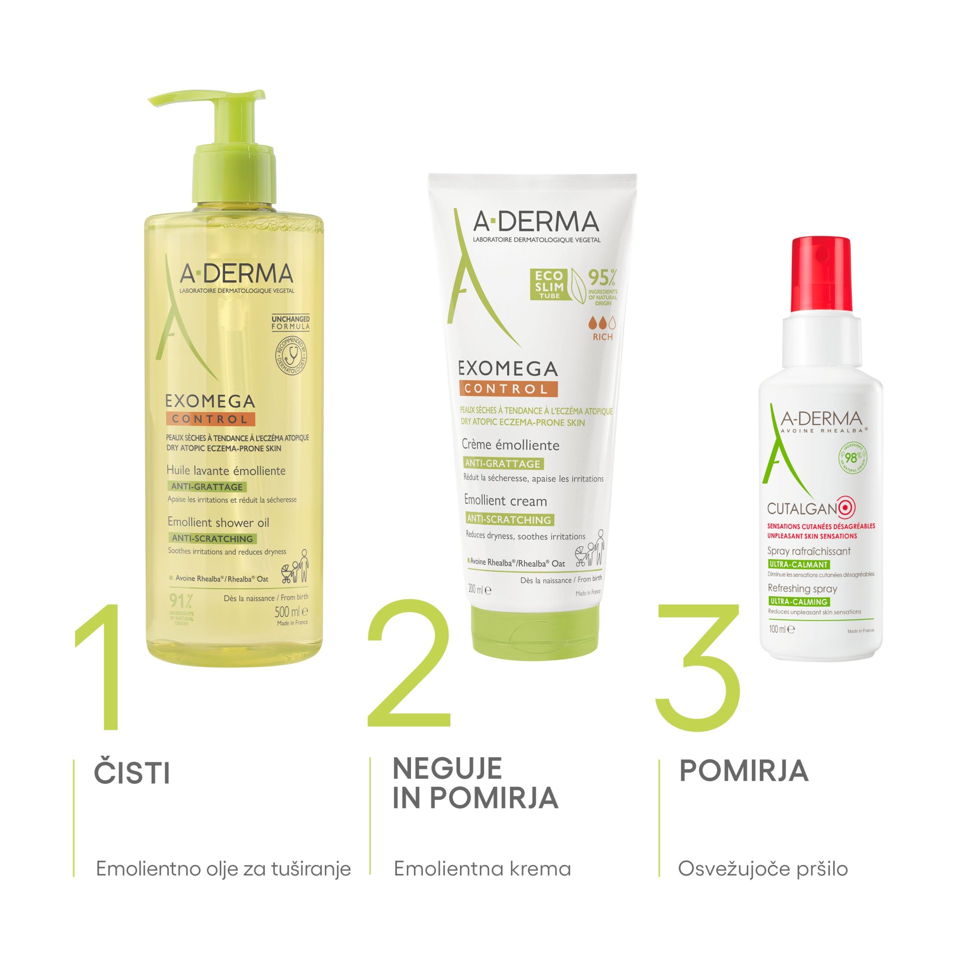 A-Derma Exomega Control emolientno čistilno olje za prhanje, 500 ml