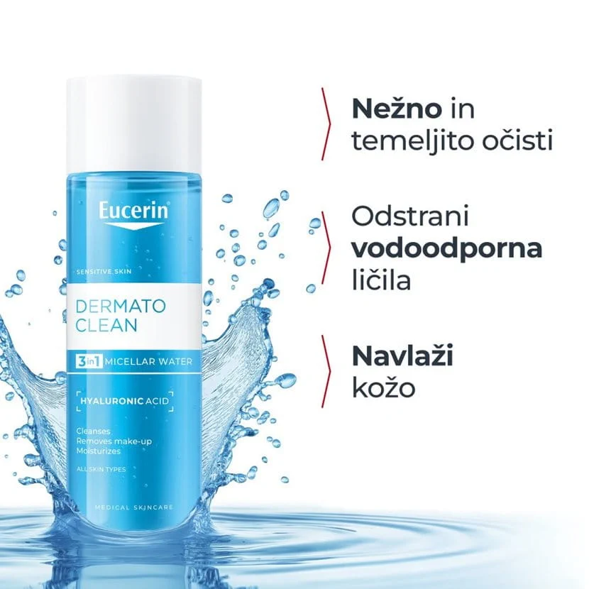 Eucerin DermatoCLEAN [HYALURON] micelarni čistilni fluid 3 v 1, 200 ml