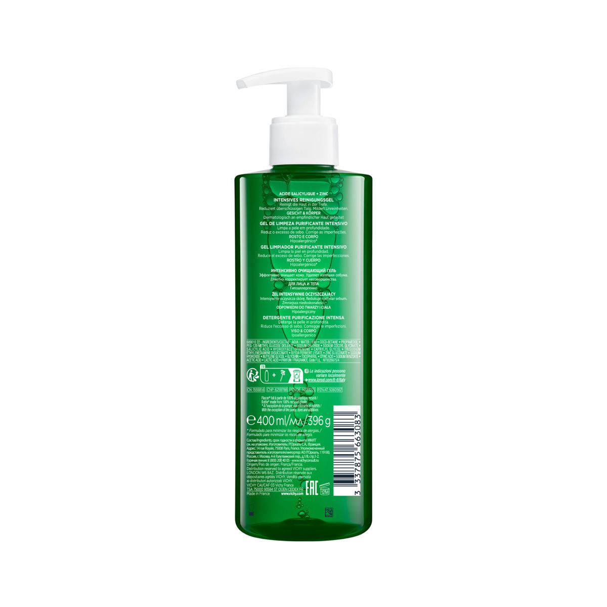 Vichy Normaderm Phytosolution Čistilni gel za mastno in k aknam nagnjeno kožo, 400 ml