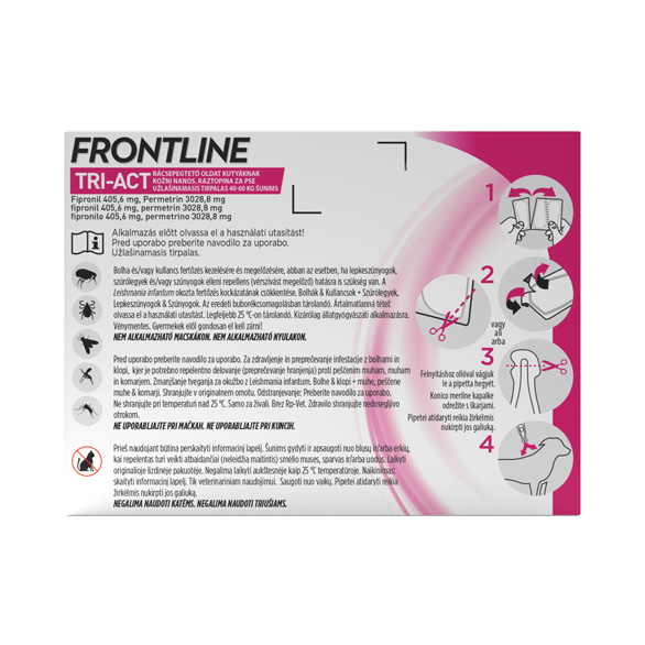 Frontline Tri-Act kožni nanos za pse (40-60 kg) merilna kapalka, 3 x 6 ml