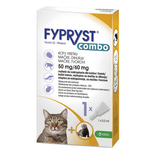 Fypryst Combo 50 mg/60 mg kožni nanos, raztopina za mačke in dihurje, 1 pipeta