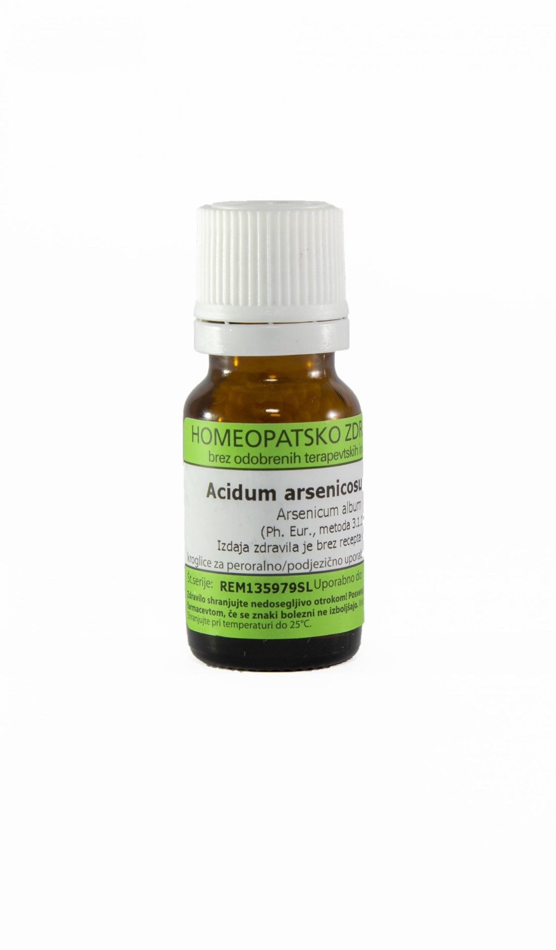 Acidum arsenicosum C12 homeopatske kroglice, 10 g