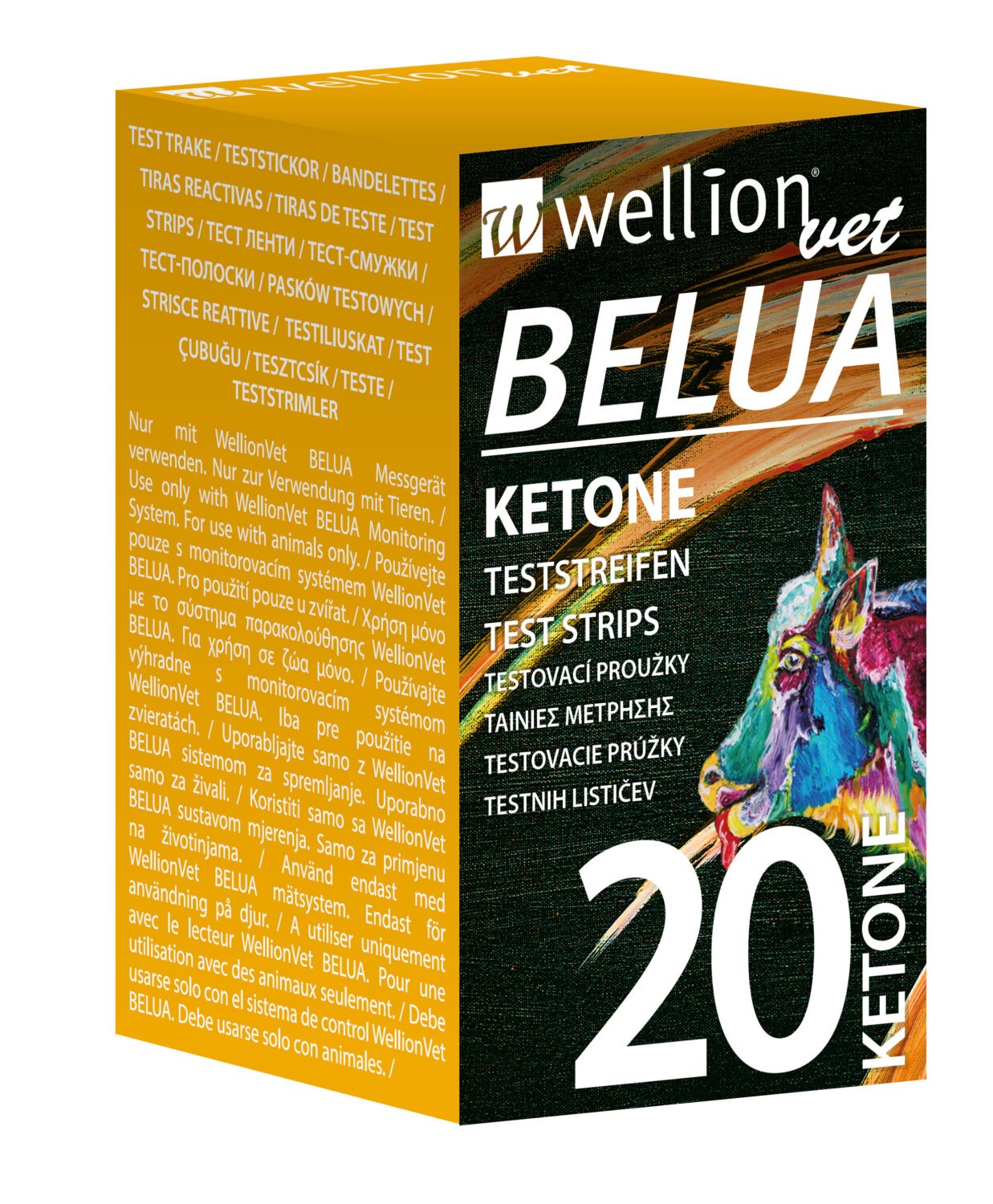 WellionVet BELUA KET lističi za merjenje ketonov pri kravah, 20 testnih lističev