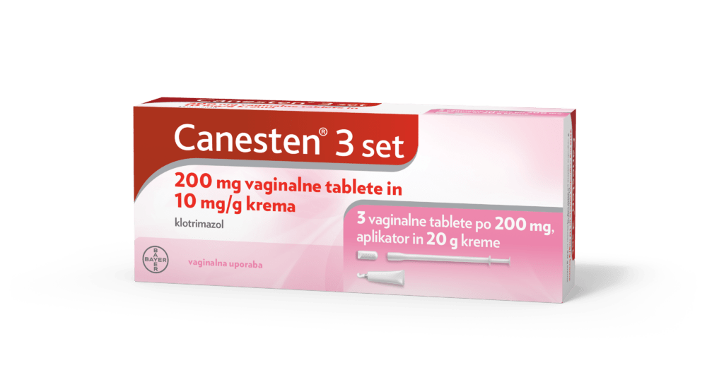 Canesten3 set 200 mg vaginalne tablete in 10 mg/g krema, 3 vaginalne tablete in 20 g kreme