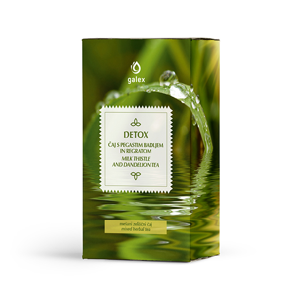 Galex Detox čaj s pegastim badljem in regratom, zeliščni čaj 80 g
