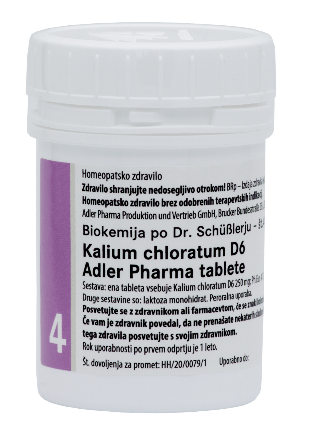 Schüsslerjeva sol št. 4 Kalium chloratum D6, 400 tablet