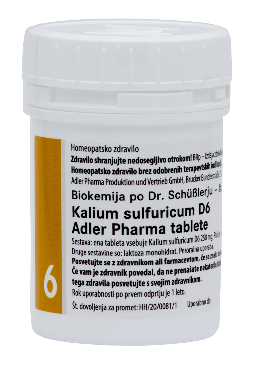 Schüsslerjeva sol št. 6 Kalium sulfuricum D6, 400 tablet