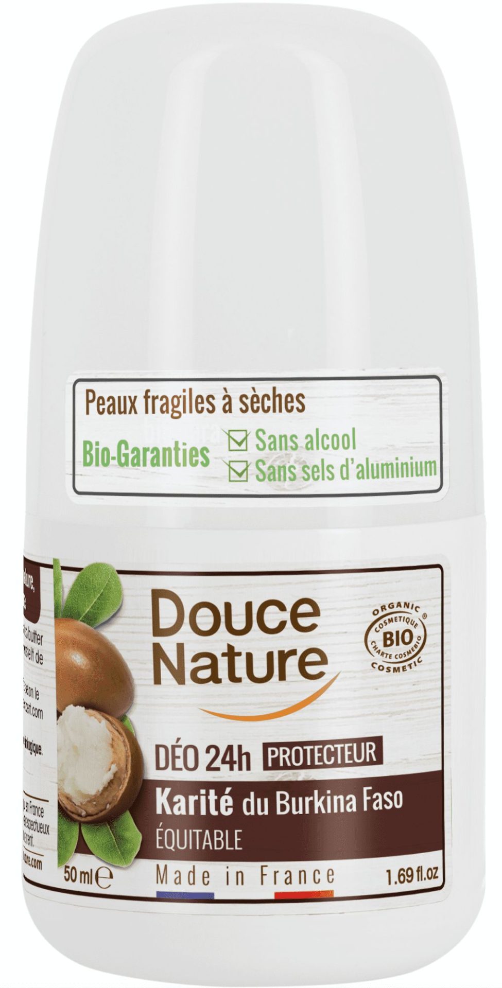 Douce Nature Naravni deodorant roll-on 24h, karite, 50 ml