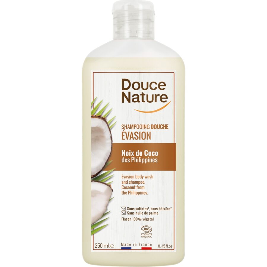 Douce Nature Naravni gel in šampon za prhanje, kokos, 250 ml