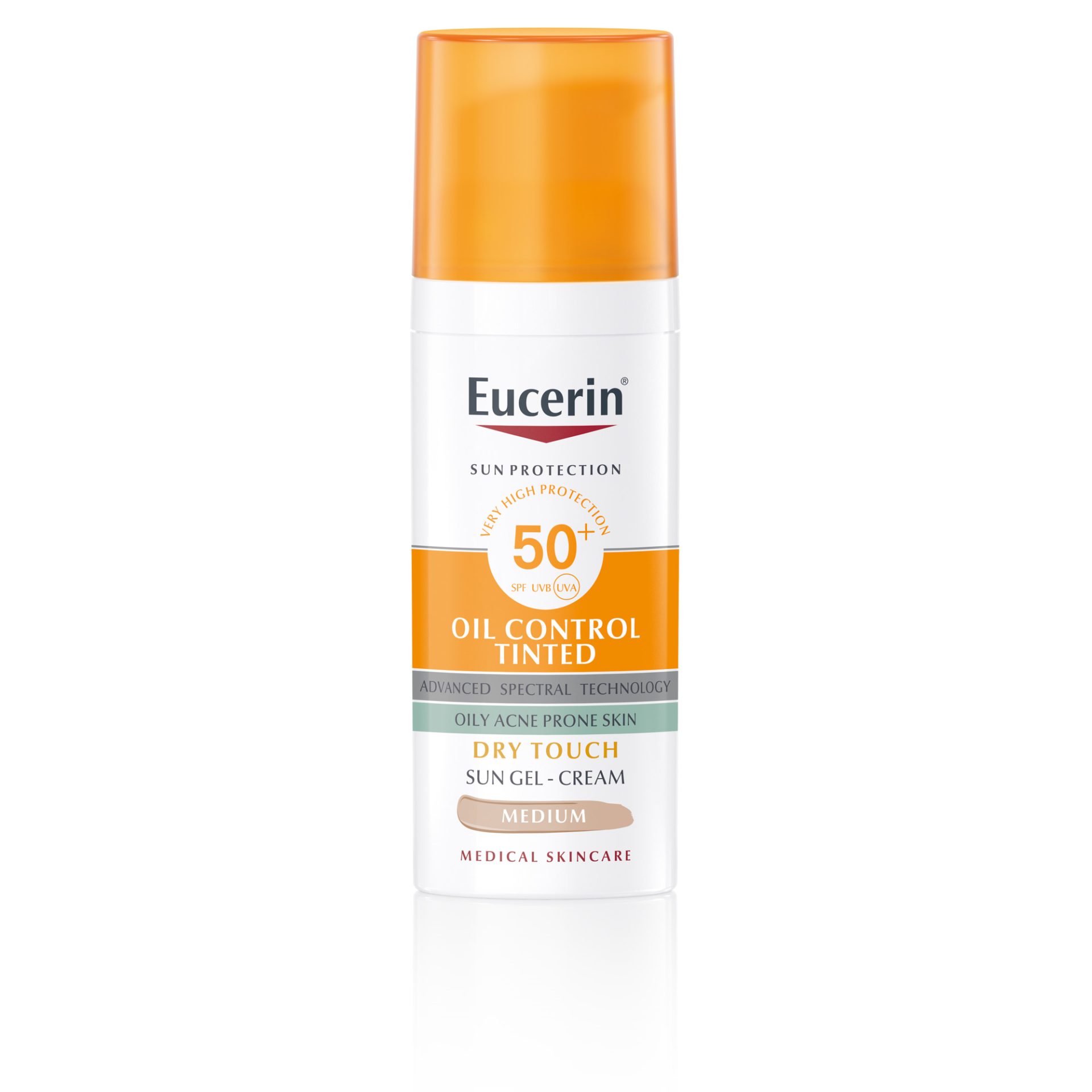 Eucerin Sun Oil Control obarvan kremni gel za zaščito pred soncem ZF50+ (odtenek medium), 50 ml