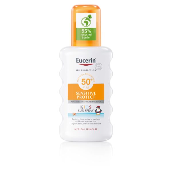 Eucerin Sun Kids Sensitive Protect sprej za zaščito otroške kože pred soncem ZF 50+, 200 ml