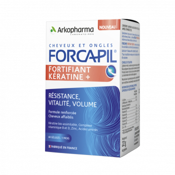Forcapil Kératine+ za poškodovane lase in krhke nohte, 60 kapsul