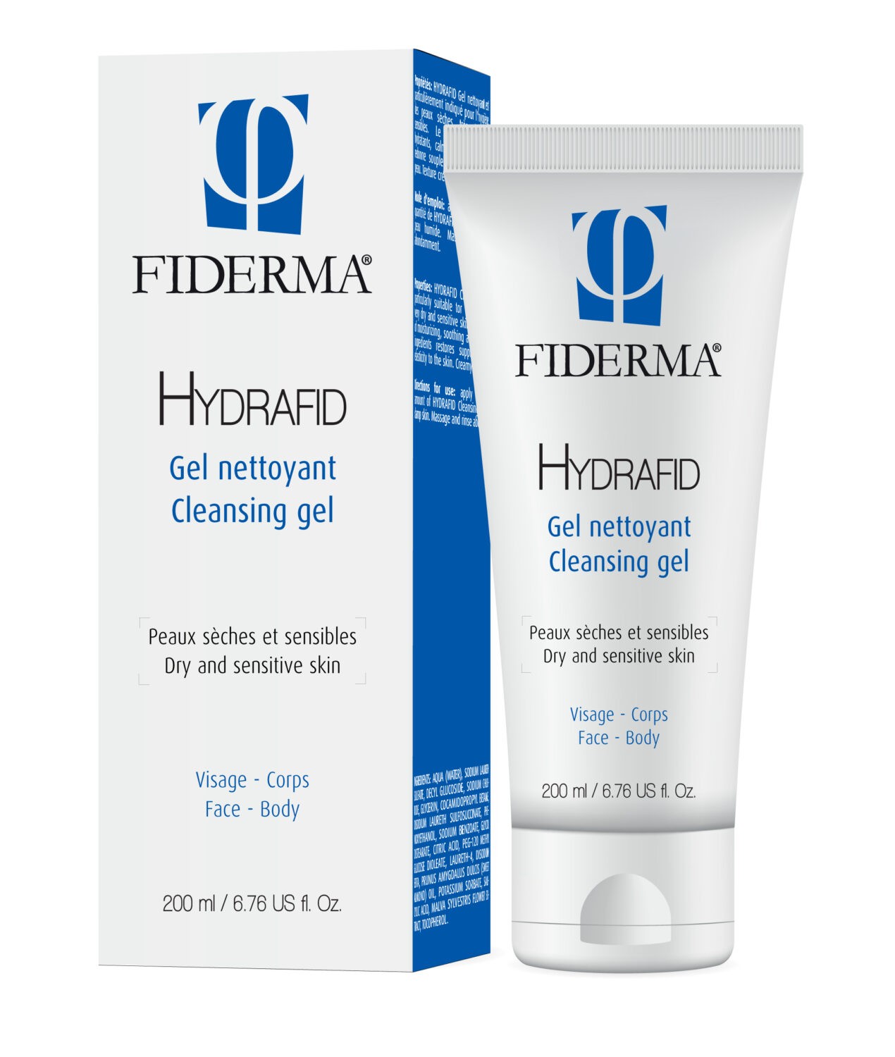 Fiderma Hydrafid čistilni gel za suho in občutljivo kožo za obraz in telo, 200 ml