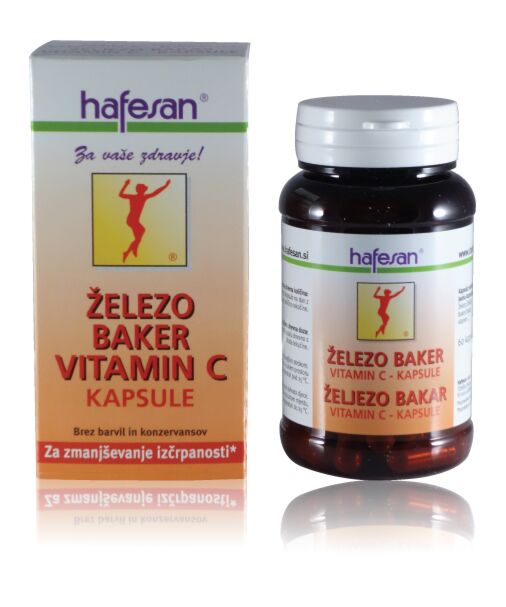 Hafesan Železo + Baker + Vitamin C kapsule, 60 kapsul