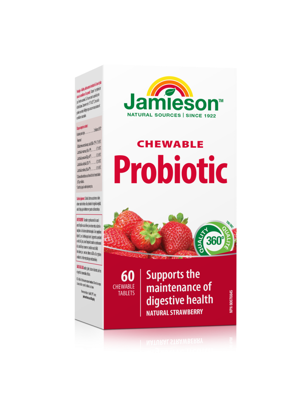 Jamieson Flora biotik 2 miljardi žvečljive tablete z okusom jagode, 60 tablet