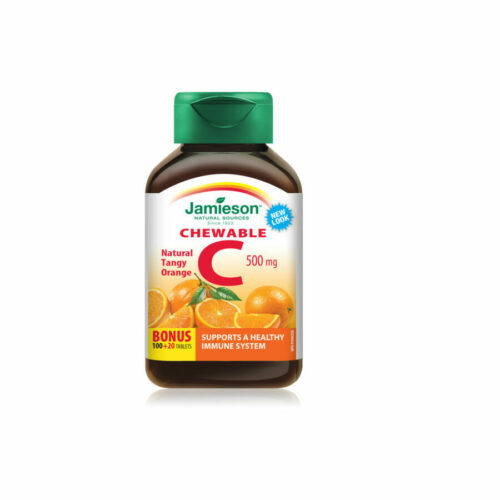 Jamieson Vitamin C 500 mg, 120 žvečljivih tablet z naravnim okusom pomaranče