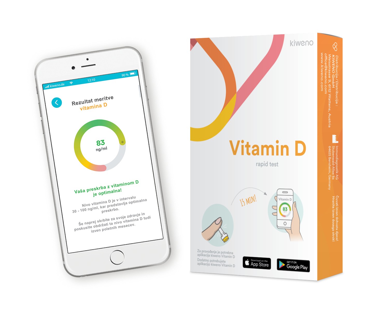 Kiweno Vitamin D hitri kvantitativni test za samotestiranje, 1 test