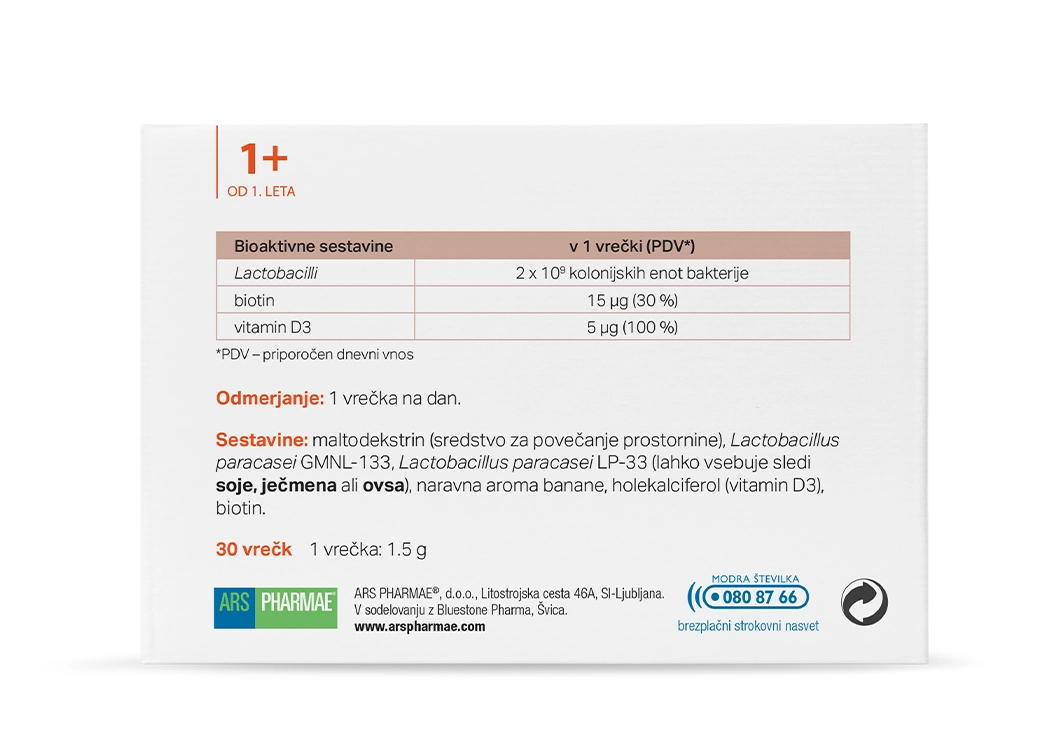 Ars Pharmae LactoDerma prašek v vrečkah, 30 vrečk po 1,5 g praška