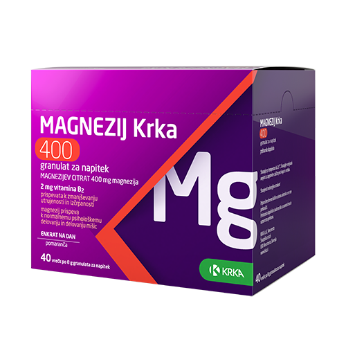 Magnezij Krka 400 granulat za napitek vrečka 8 g, 40 vrečk
