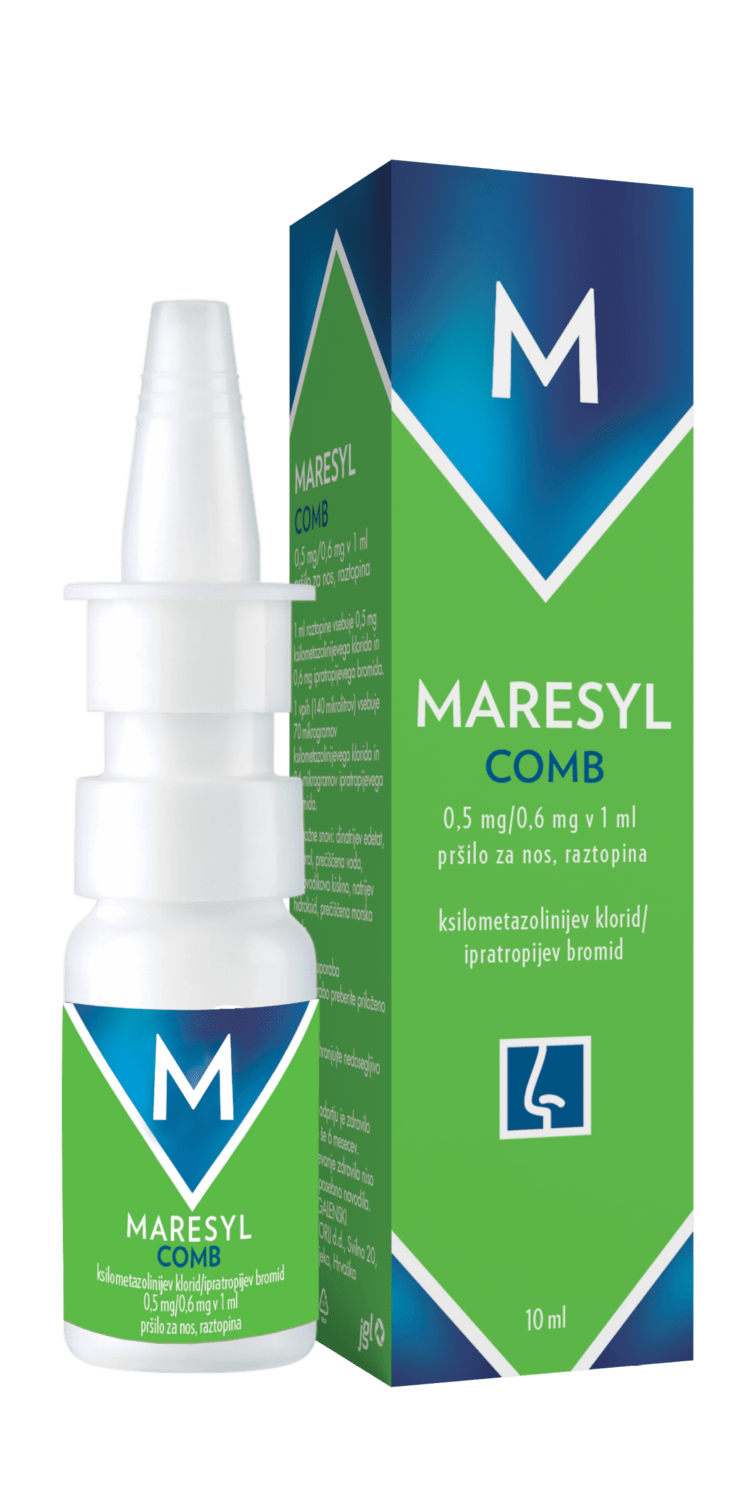 Maresyl Comb 0,5 mg/0,6 mg v 1 ml pršilo za nos, raztopina, 10 ml