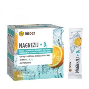 Medex Magnezij + D3 instant napitek, 20 vrečk po 6,8 g prahu 