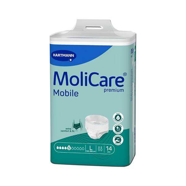 MoliCare Premium Mobile 5 kapljic mobilne hlačke – Large, 14 hlačk