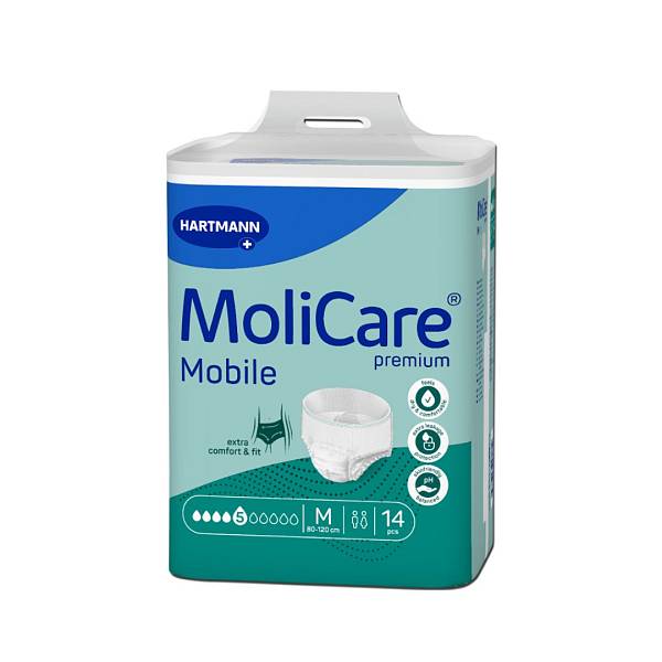 MoliCare Premium Mobile 5 kapljic mobilne hlačke – Medium, 14 hlačk