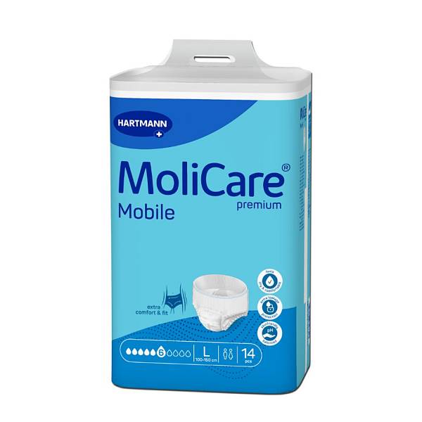 MoliCare Premium Mobile 6 kapljic mobilne hlačke – Large, 14 hlačk